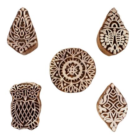 Set of 5 Piece New Mix Wooden Printing Blocks